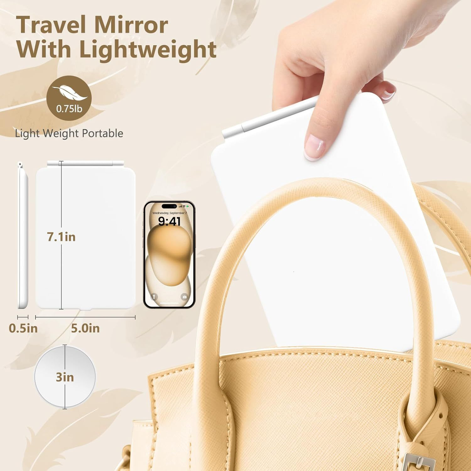 LED folding portable makeup mirror fill light equipped with 10x magnifying mini portable mirror rechargeable desktop fill light
