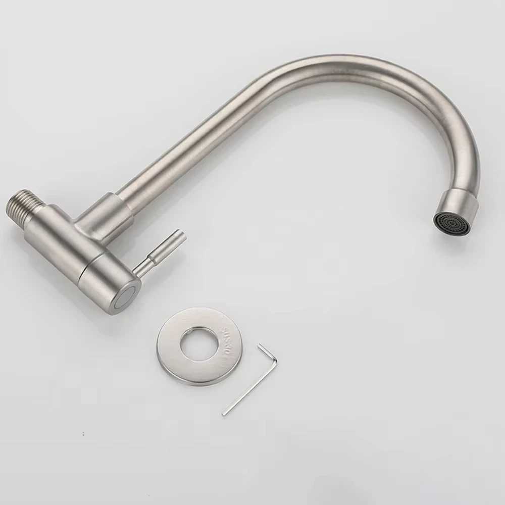Kitchen Faucet Stainless Steel Wall Mounted Single Cold Water Faucet Lower Curve Faucet Wall Sink Water Tap Premium Quality Y251104