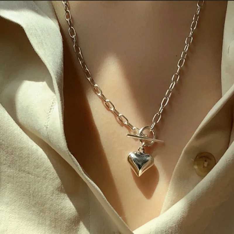 925 Sterling Silver Necklace Heart Pendant OT Clasp Chain Geometric Punk for Women Girl Jewelry Gift Dropshipping WholesaleXJ251104