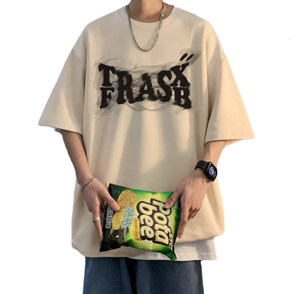 New summer trendy T-shirt for men with loose short sleeved design, niche American teenage trend top