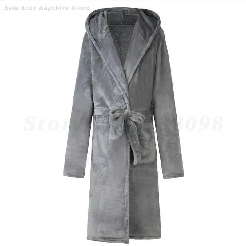 Thickened Coral Fleece Long Robe Sleepwear Plus Size 5XL Flannel Men Home Clothes Loungewear Winter Hooded Bathrobe Nightwear C251104
