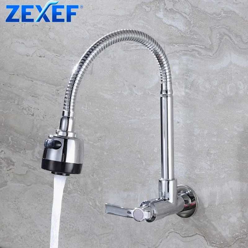 ZEXEF Articated Faucet Kitchen Sink Mixer Tap Household Wall Mounted Bathro Hose Swivel Modern ible Hole Accessory Y251104