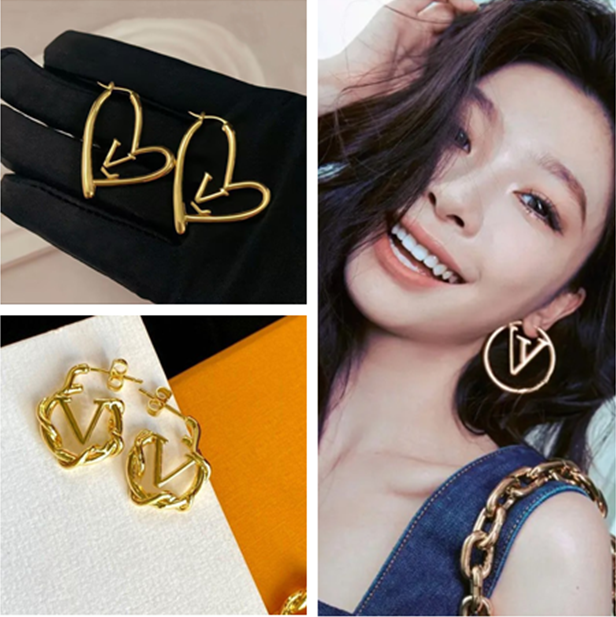 Charming Women Pearl large Hoop Earring Classic Designer Earrings Luxury 18K Gold diamond Ear studs set for Valentine's Day Gift Bridal Wedding Jewelry