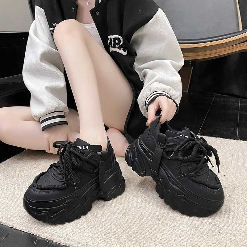 Autumn womens sports shoes new breathable high platform shoes womens vulcanized casual short and fat sports shoes Zapatillas Mujer 8CM Z250403