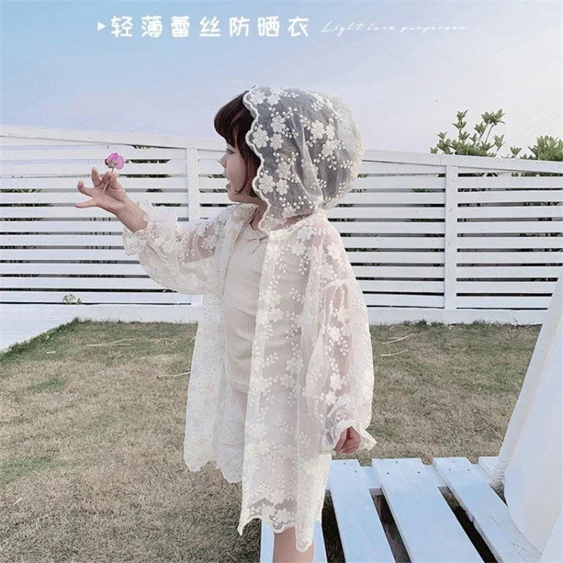 Baby sun protection clothing cute floral jacket for girls full zipper childrens 19 years 250325