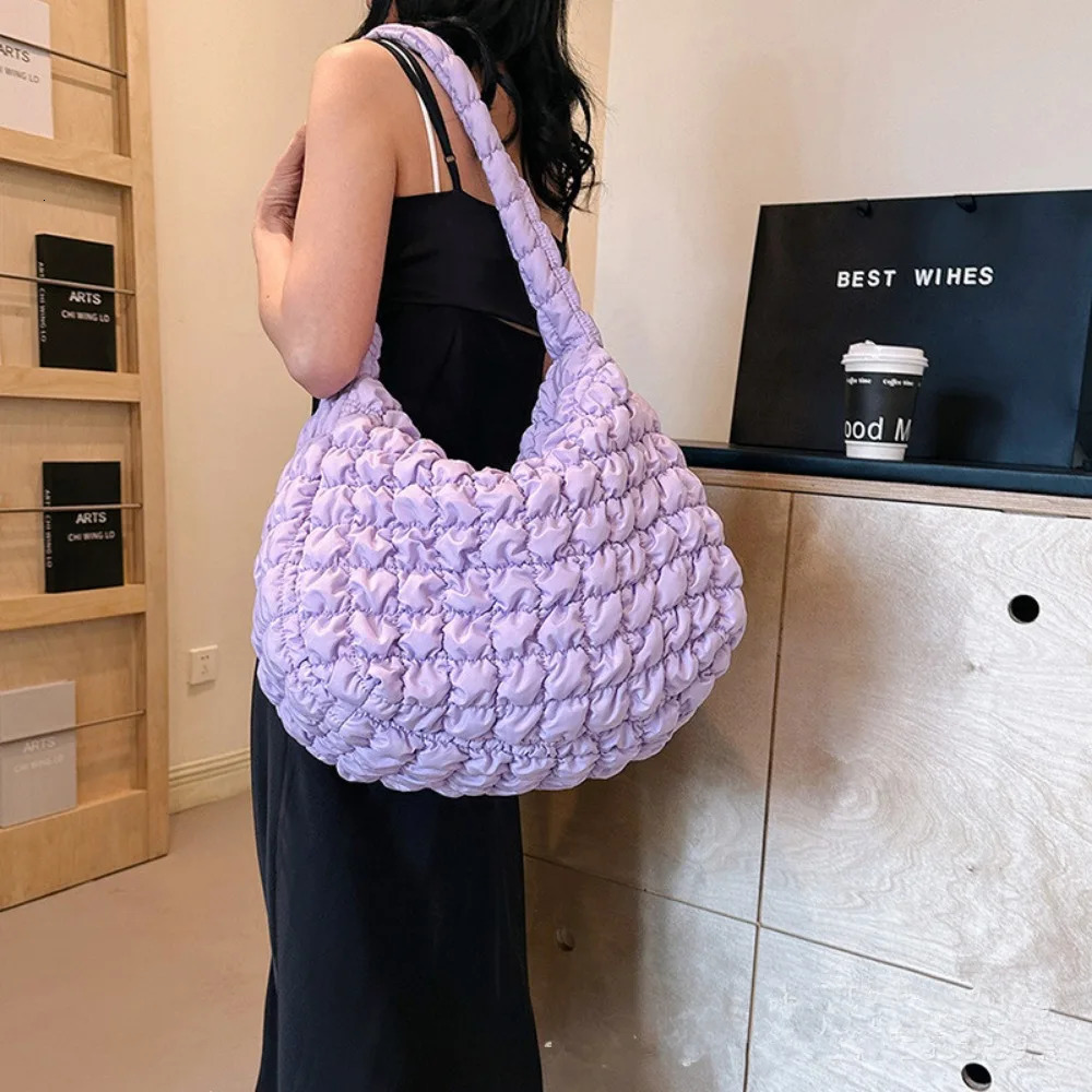 niche pleated cloud bag womens large capacity shoulder cross body bag nylon handbag womens handbag 250402