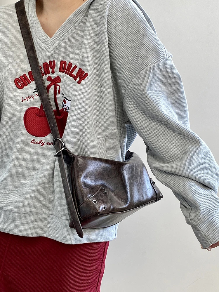 Pu Leather Retro Womens Underwear Bag Cool Y2k Womens Retro Small Shoulder Bag Simple Womens Cross Bag Handbag Wallet 250402