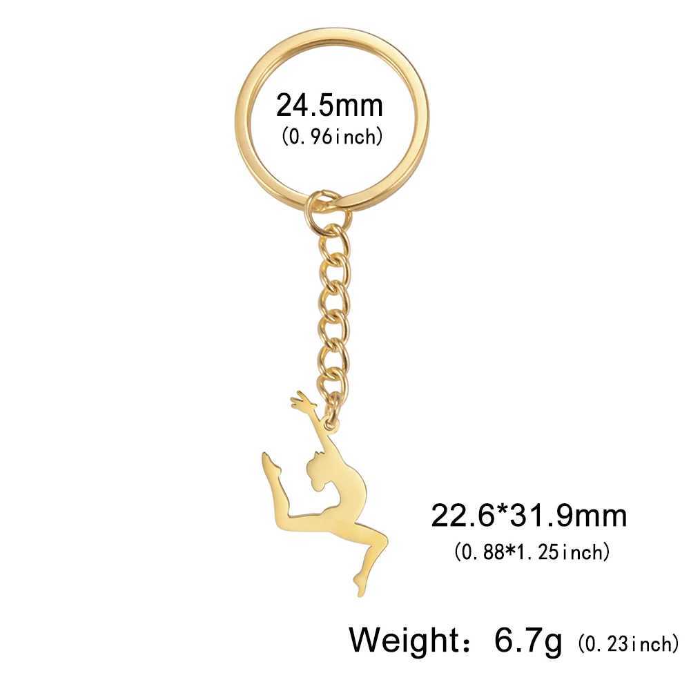Teamer Dancer Gymnastic Modeling Keychains Women Gold Color Fashion Stainless Steel Keyring llaveros Bag Car Key Trinket GiftW251103