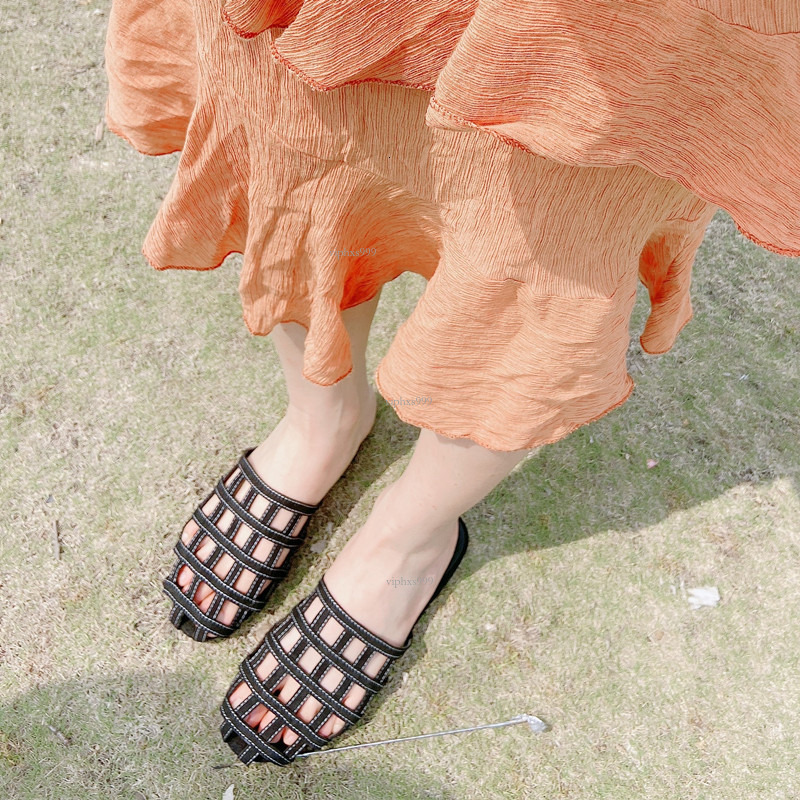 New Designer Sandals With Free Shipping Baotou Slippers For Women's Summer 2025 Edition Small And Unique Half Top Hollow Outerwear Flat Shoes Lar