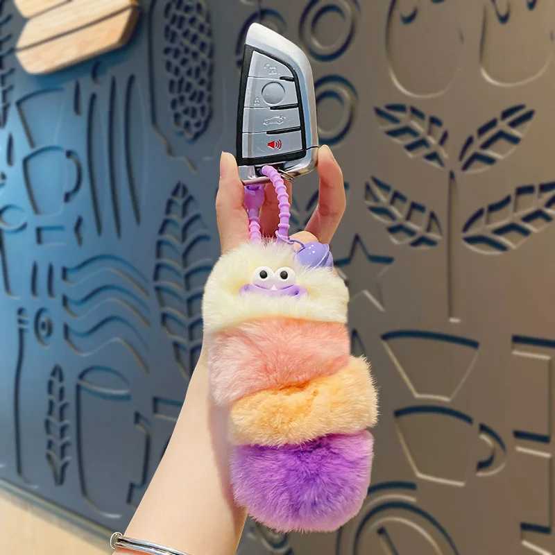 Key Holder Animal Plush Caterpillars Keychain Fluffy Creative Colorful Plush Keyring Kawaii Cute Cartoon Bag Ornaments Kids C251104
