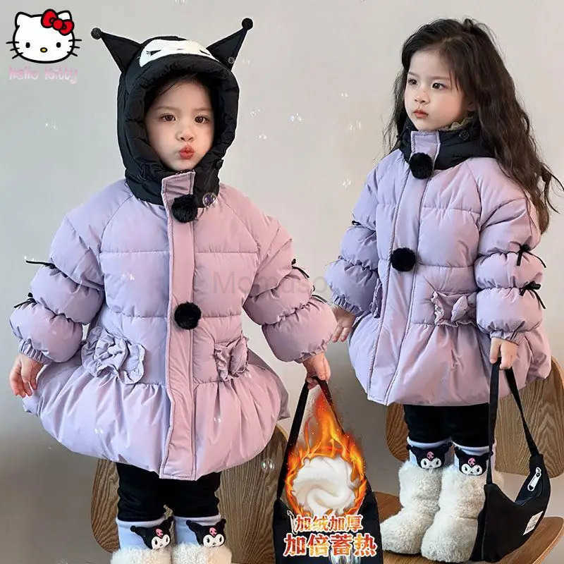 Sanrio Girls Down Cotton Jacket Kuromi Cotton Coat Winter Jacket Thickened New Keep Warm Winter Style Childrens Princess Style H251104