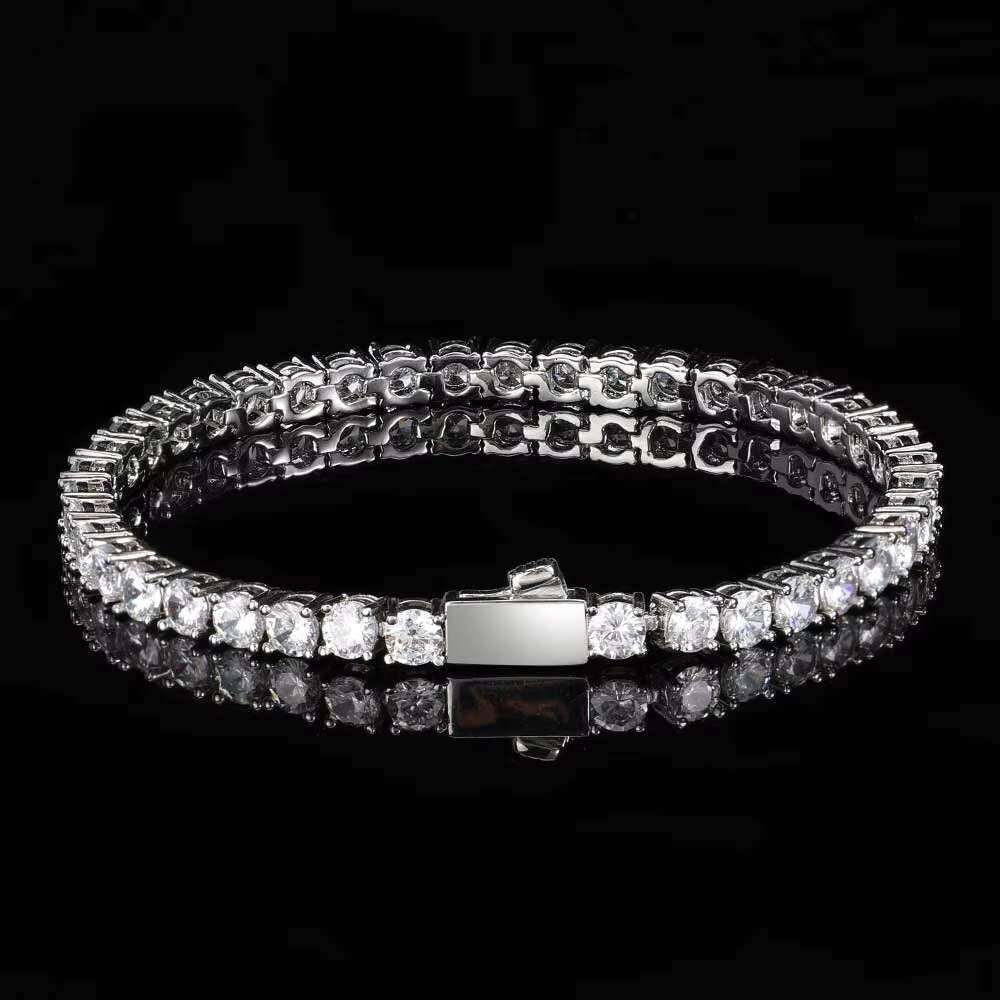 NUOYA Womens 5mm With Snap Clasp Iced Out Cubic Zirconia Tennis Chain Bracelet Hip Hop Jewelry for Party