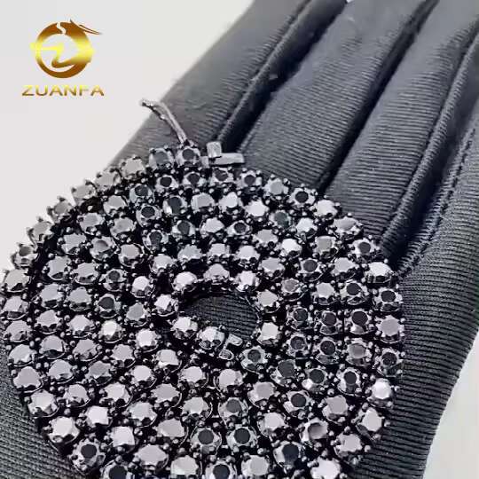 Custom Tennis Necklace 3mm 4mm 5mm One-side Clasp Black Moissanite Diamond Tennis Chain