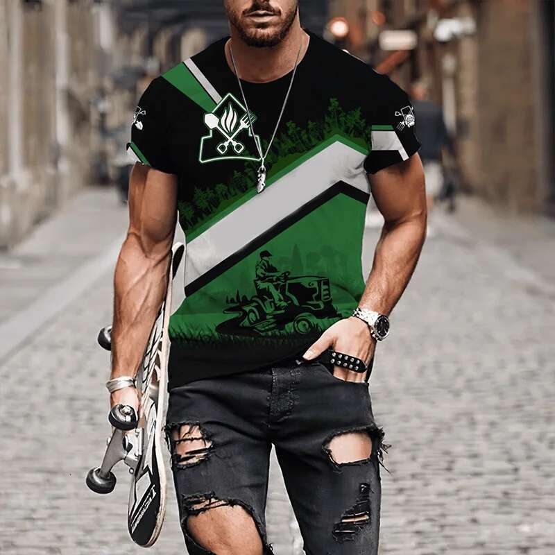 3D Printed Gardener Uniform Summer Men's T-shirt Oversized O-neck Outdoor Quick-drying Short-sleeved Fashion Personality Top