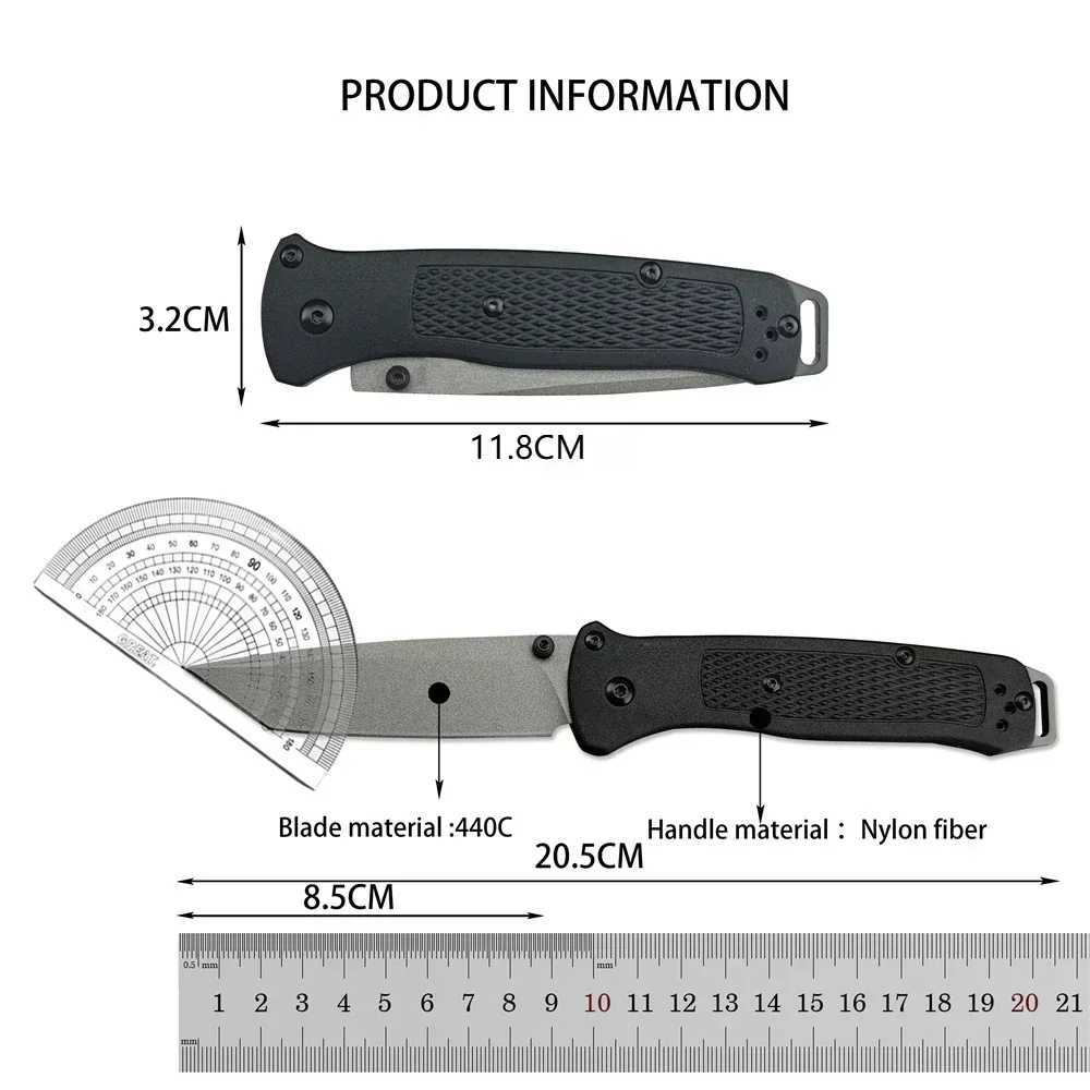 Bailout 537 Outdoor Tactical Knife Survival Knife 3.34-inch Tanto Sharp Blade Black/Orange Nylon Fiber Optic Handle with Pocket ClipT250402