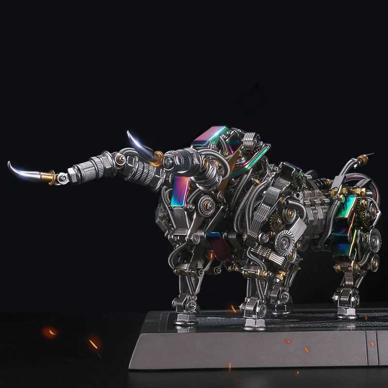 Mechanical animal Bull 3D Metal Puzzle DIY Building Blocks Trendy Handicraft Assembly Model Puzzle toys Birthday Gift for Adult C251104