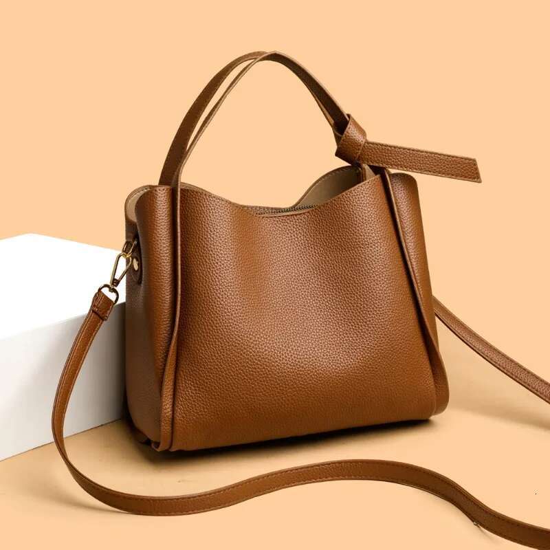 2025 new soft leather women's handbag designer women's vegetable basket premium bag crossbody bag hundred bucket shoulder trendy crossbody b
