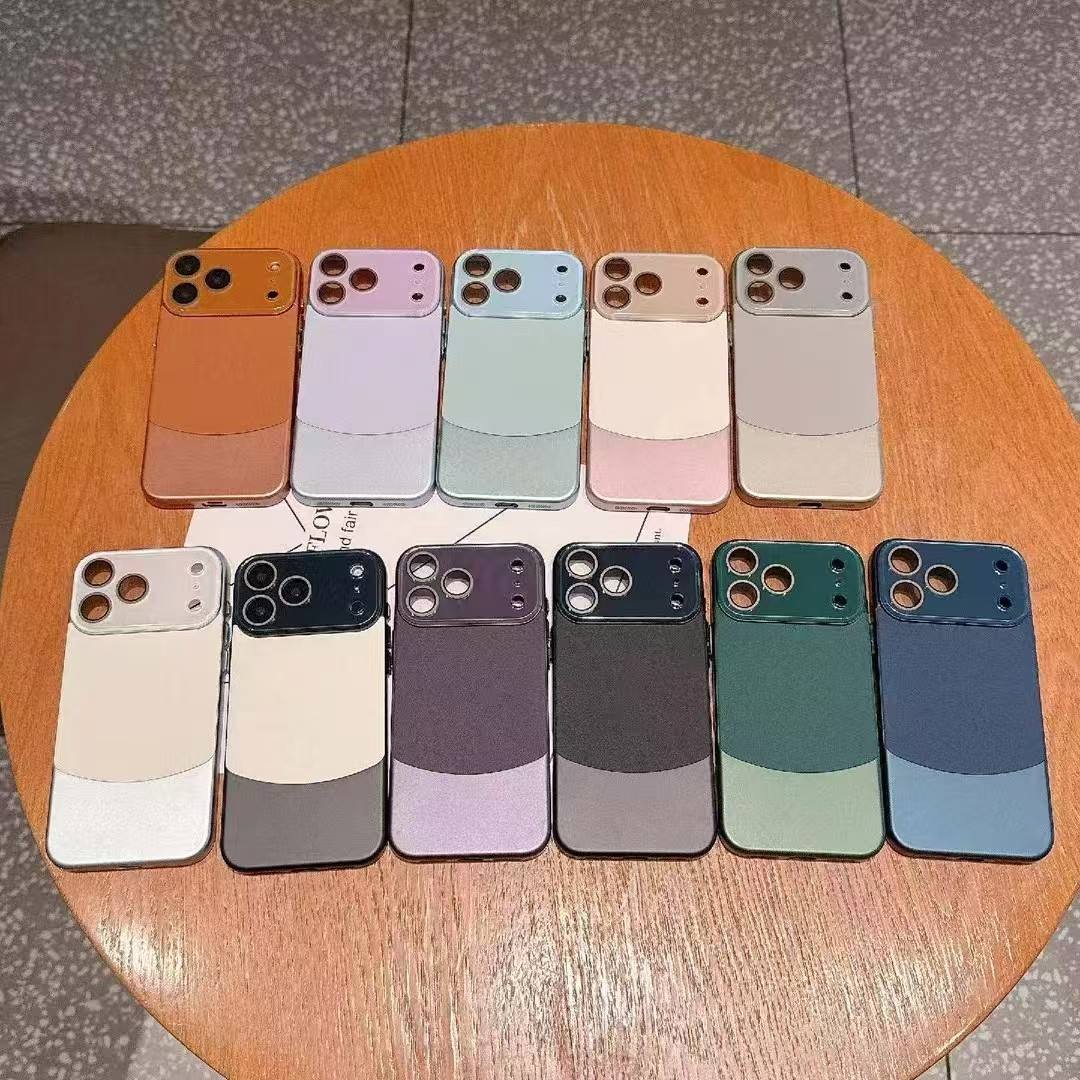 New Napa Leather Lychee Pattern Crystal Lens Film Phone Case for iPhone 17 17Pro 17Air 17Pro Max Mobile Phone Cases