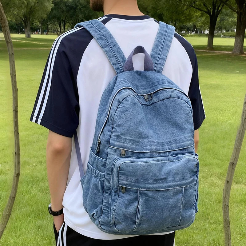 Denim Vintage Backpack Women Shoulder Bag Large Capacity Jeans School Female Daily Simple Laptop y251104