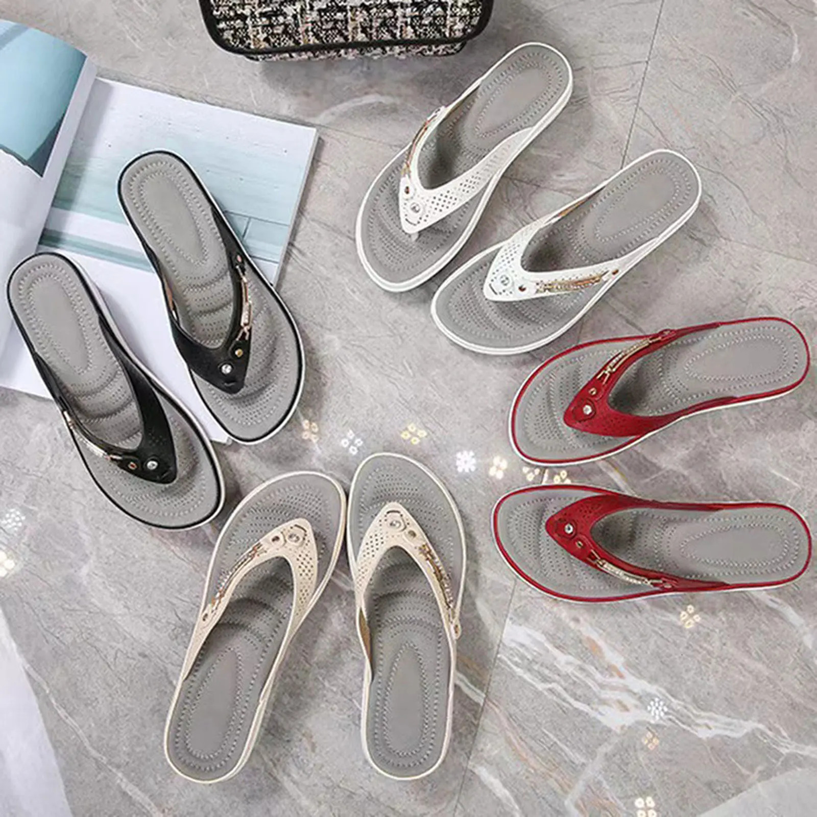 2024 Womens Slippers Fashion Slides Non-Slip Shoes Beach Sandals Women Outside Leisure Flip Flops Wear Open Toe 250402