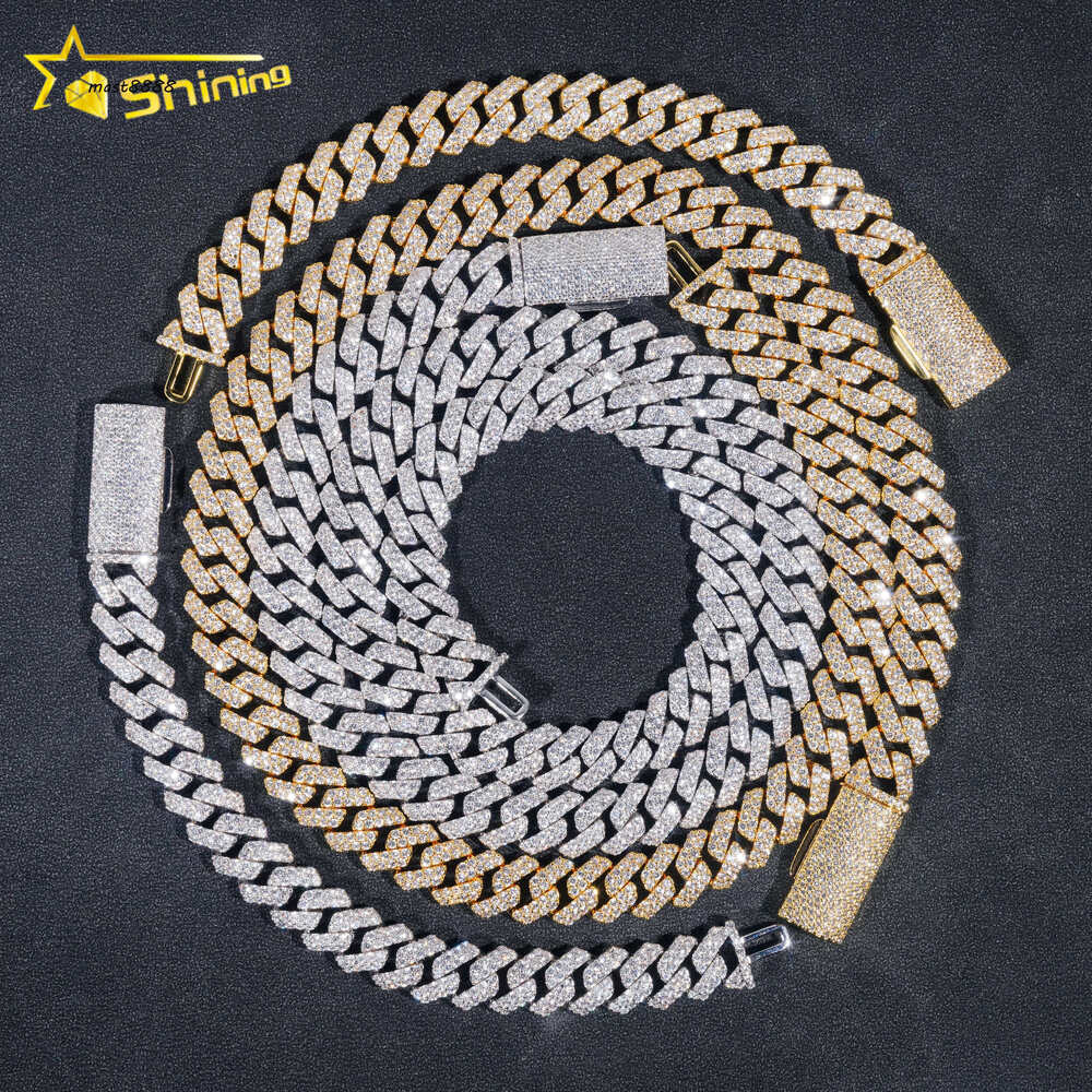 Fashion Jewelry Brass Hip Hop Link Chain Necklace Men Gold Plated 12MM Width CZ Cuban Link Chain