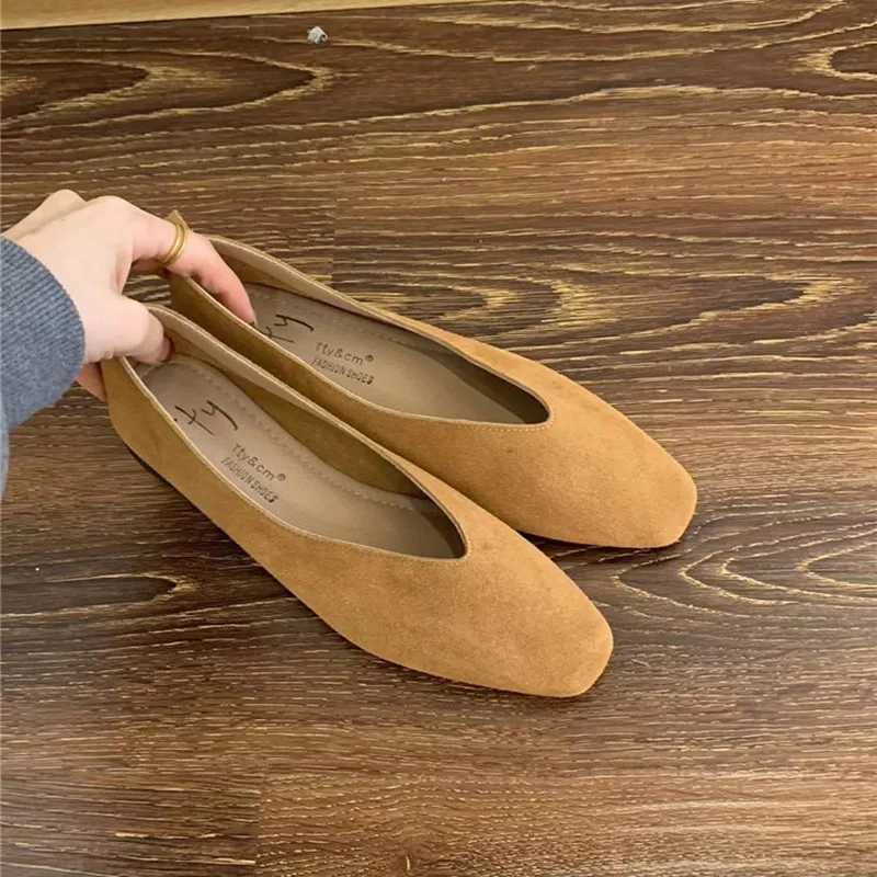 Bailamos womens square toe flat cushion comfortable leather ballet shoes womens dress shoes MUJI good product Z250403