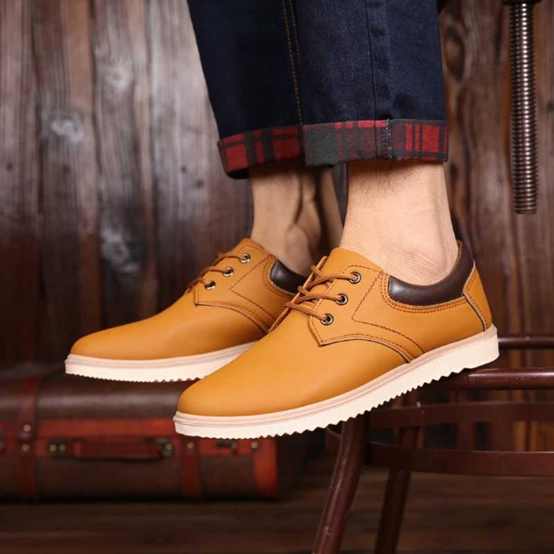 Men Leather Casual Shoes Platform Comfortable Flat Shoes for Men Trendy Men Sneaker 2023 Oxfords Shoes Zapatos De Hombre Z250403