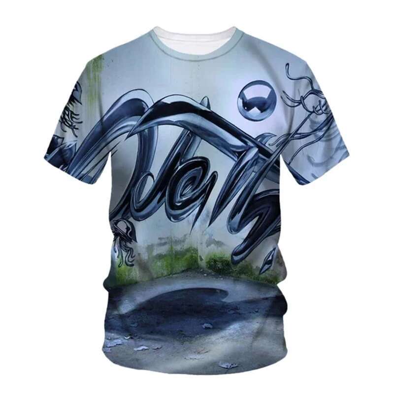 Funny Graffiti 3D Men T Shirts Originality Painting Art Graphic Print Short Sleeve Tops Fashion Casual O-neck Personality Tees