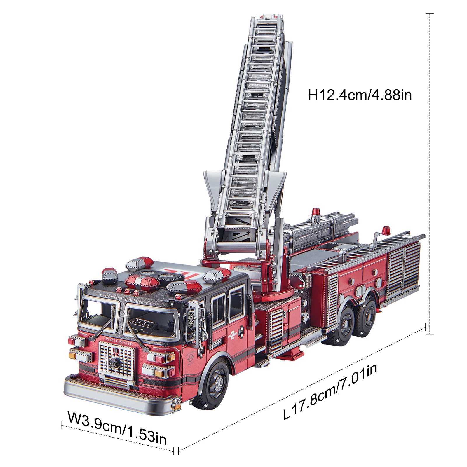 Piececool 3D Metal Puzzles Ladder Truck Assembly Model Kits Engineer Vehicle Collection Model DIY Jigsaw for Home Decor C251104