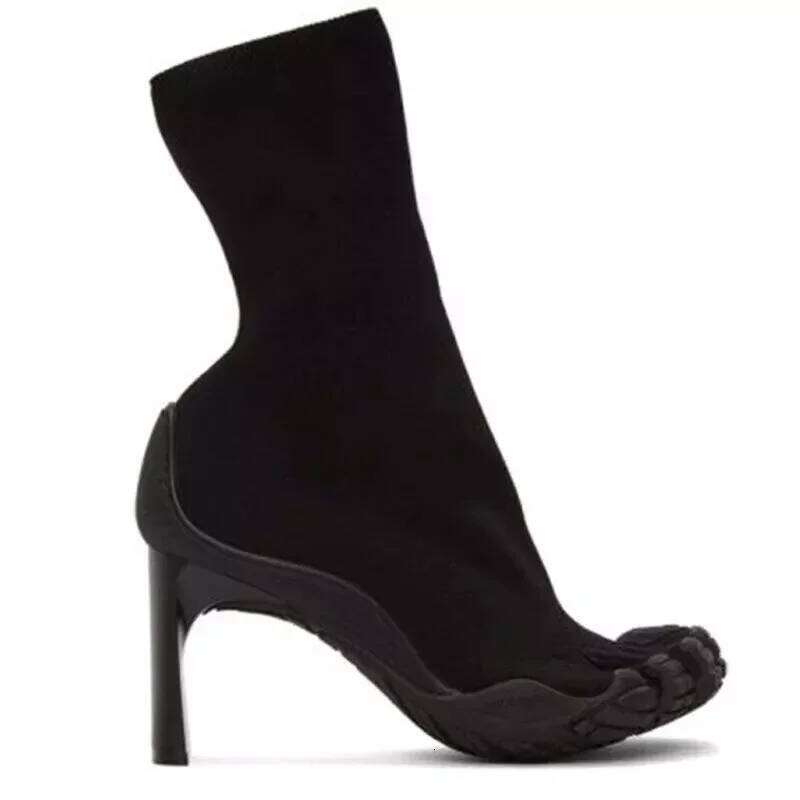 Five Finger Toe Fashion Novel Women Black/pink/white High Heel Ankle 2025 New Elastic Mesh Cloth Luxury Socks Boots