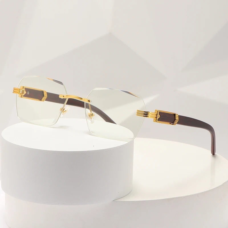 frameless rectangular highquality sunglasses for womens transparent lens glasses UV400 250325