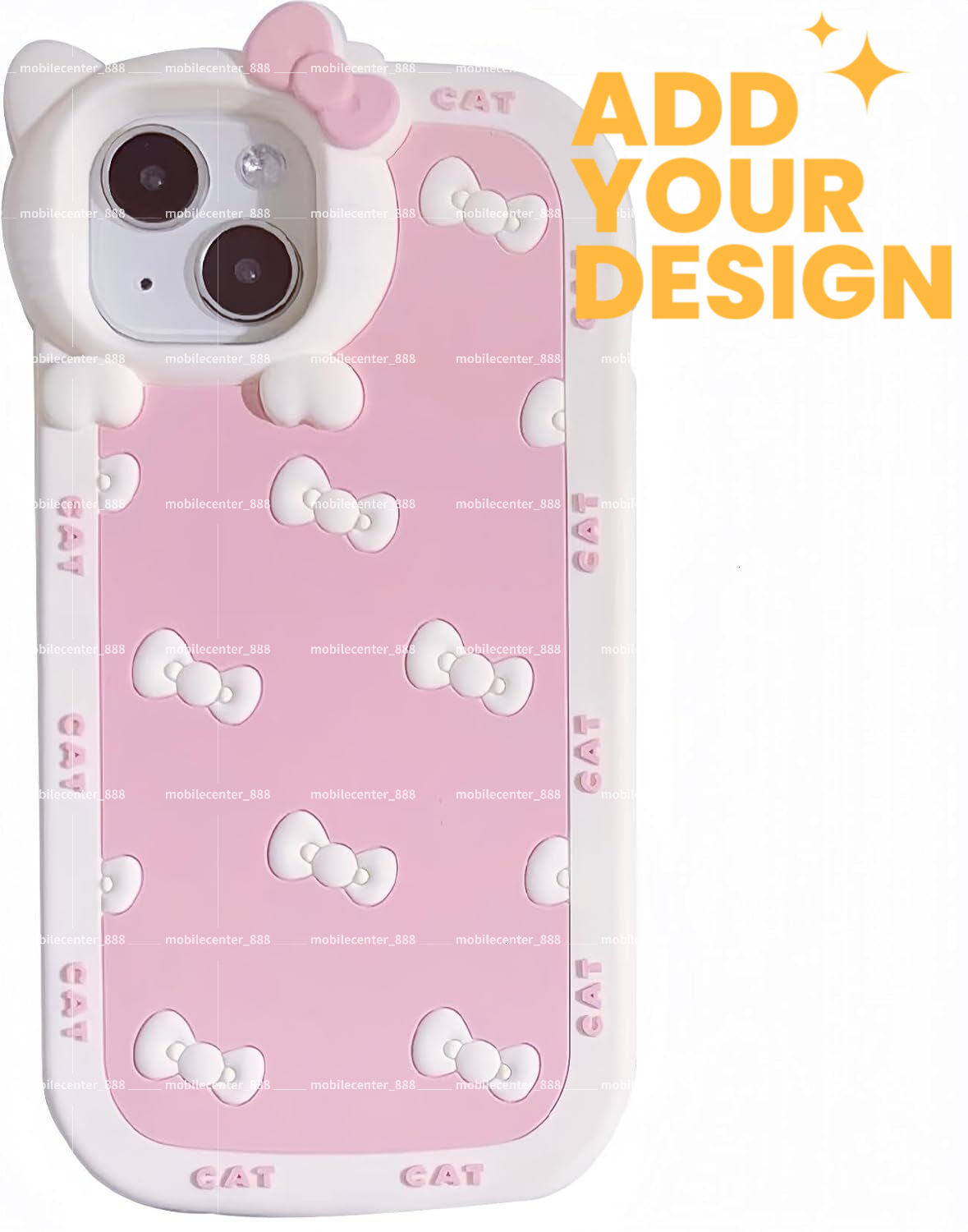 Sanrio custom Hello Kitty AUCAN Cute Silicone 14 6.1"& iPhone 13 6.1", Pink Kawaii Soft Funny Cover, Shockproof Classic Cat Bow Cellular Pho