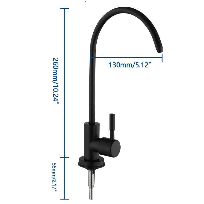 Black Matte Direct Drinking Tap 304 Stainless Steel kitchen Water Filter Tap RO ify System Rrse Osmosis Y251104