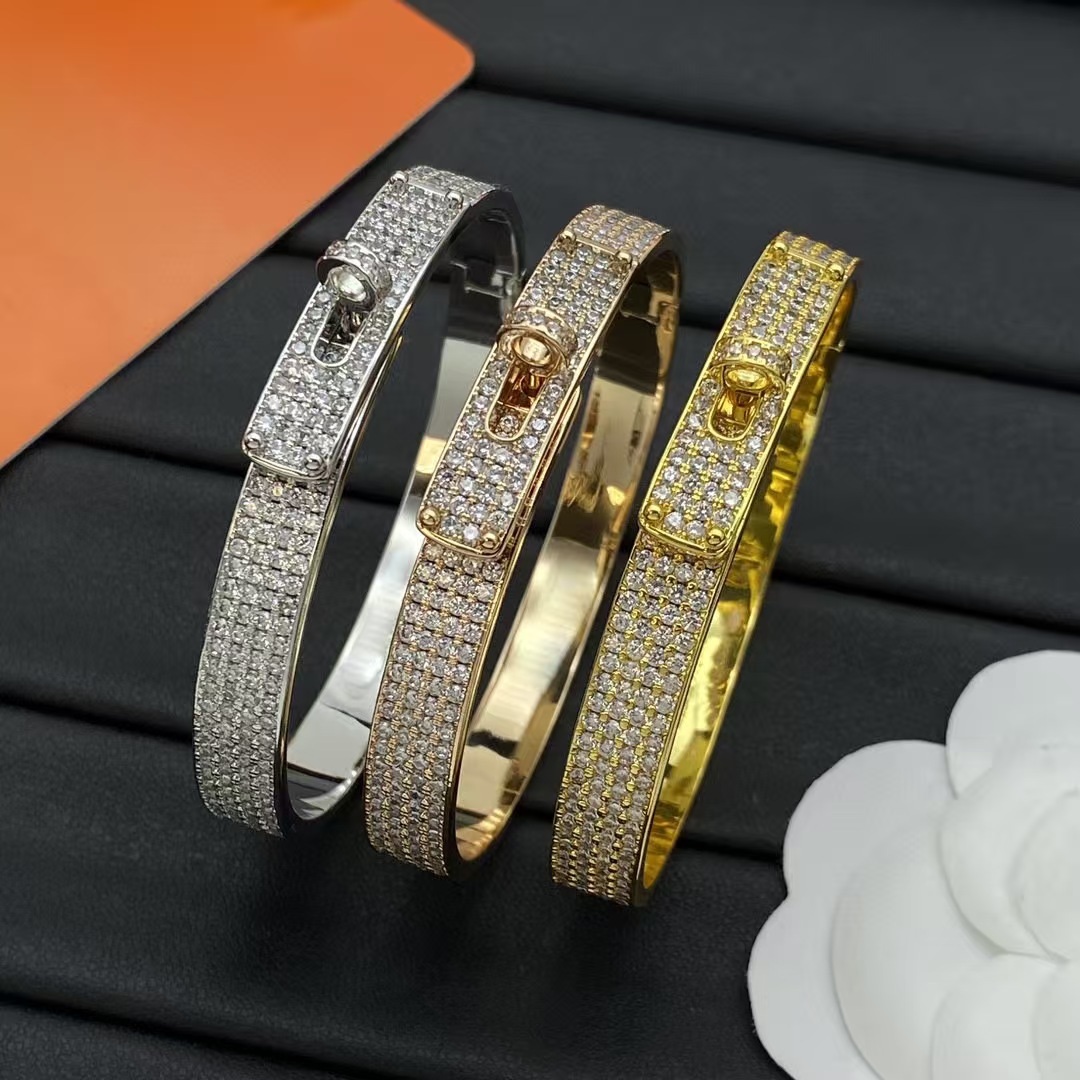 2025 Luxury Full Diamond Bracelet Brand H Bracelet Couple Crystal High Quality Stainless Steel Jewelry Designer Christmas Gift