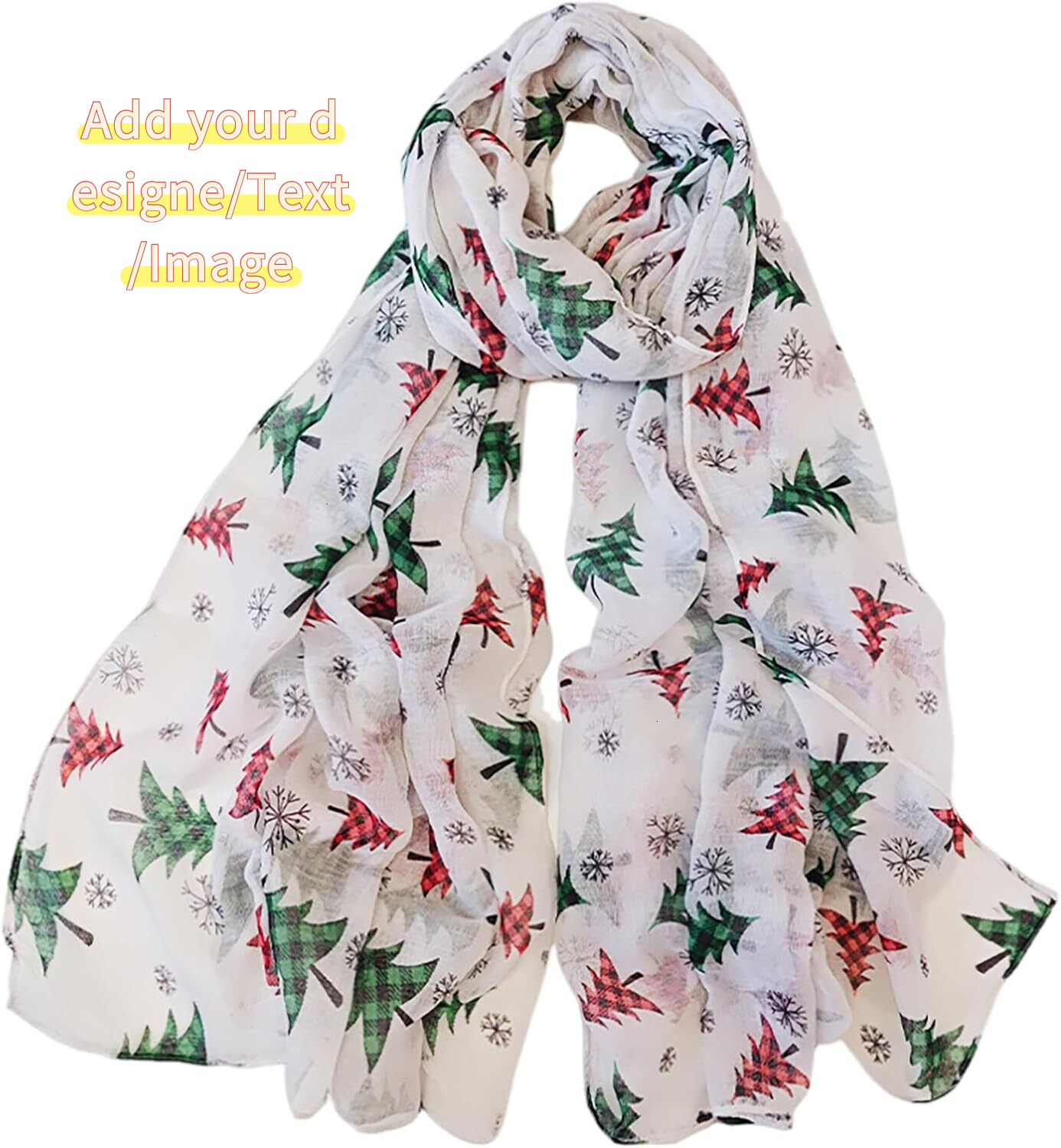 Custom Christmas Pattern Print Women's Holiday Festival Scarf Shawl Wrap Lightweight