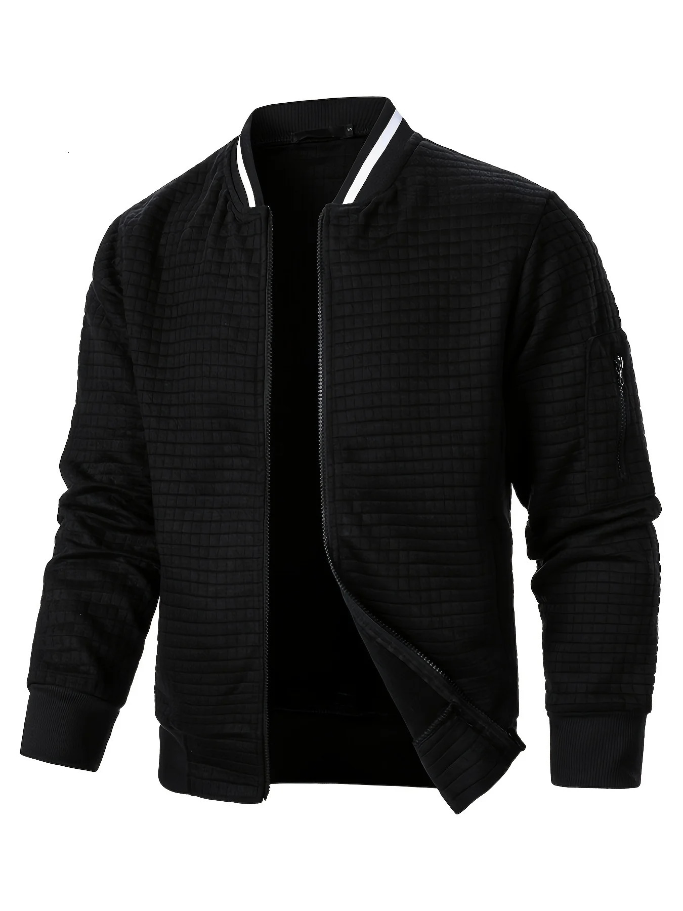 Autumn mens long sleeved zipper jacket stand up sports outdoor sweater winter warm baseball collar y250324