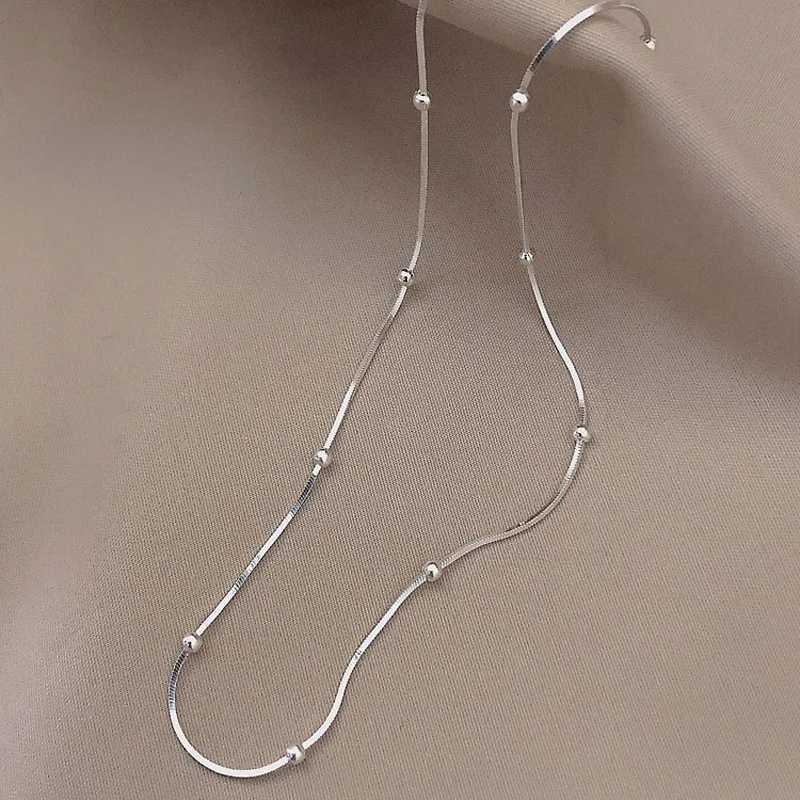 925 Sterling Silver Multiple Options Necklace Simple Geometric Beads Choker Shiny Delicate Collarbone Chain Women Fine JewelryXJ251104