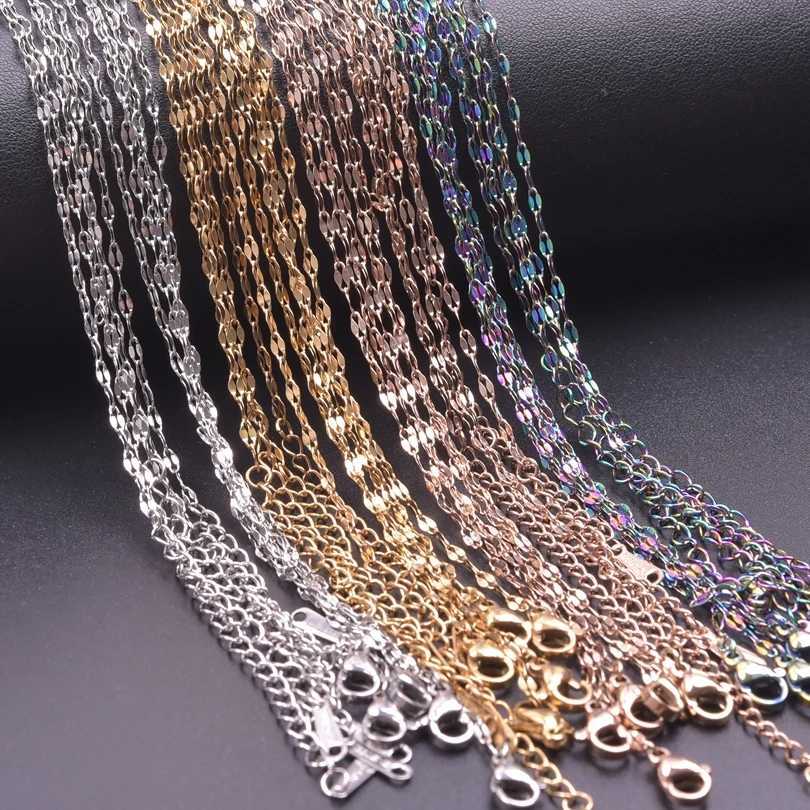 10pcs/Lot Lips Chains Rose Gold/Rainbow/Silver/Gold Color 405cm Stainless Steel Chain Necklaces For Women Girl DIY AccessoriesXJ251104