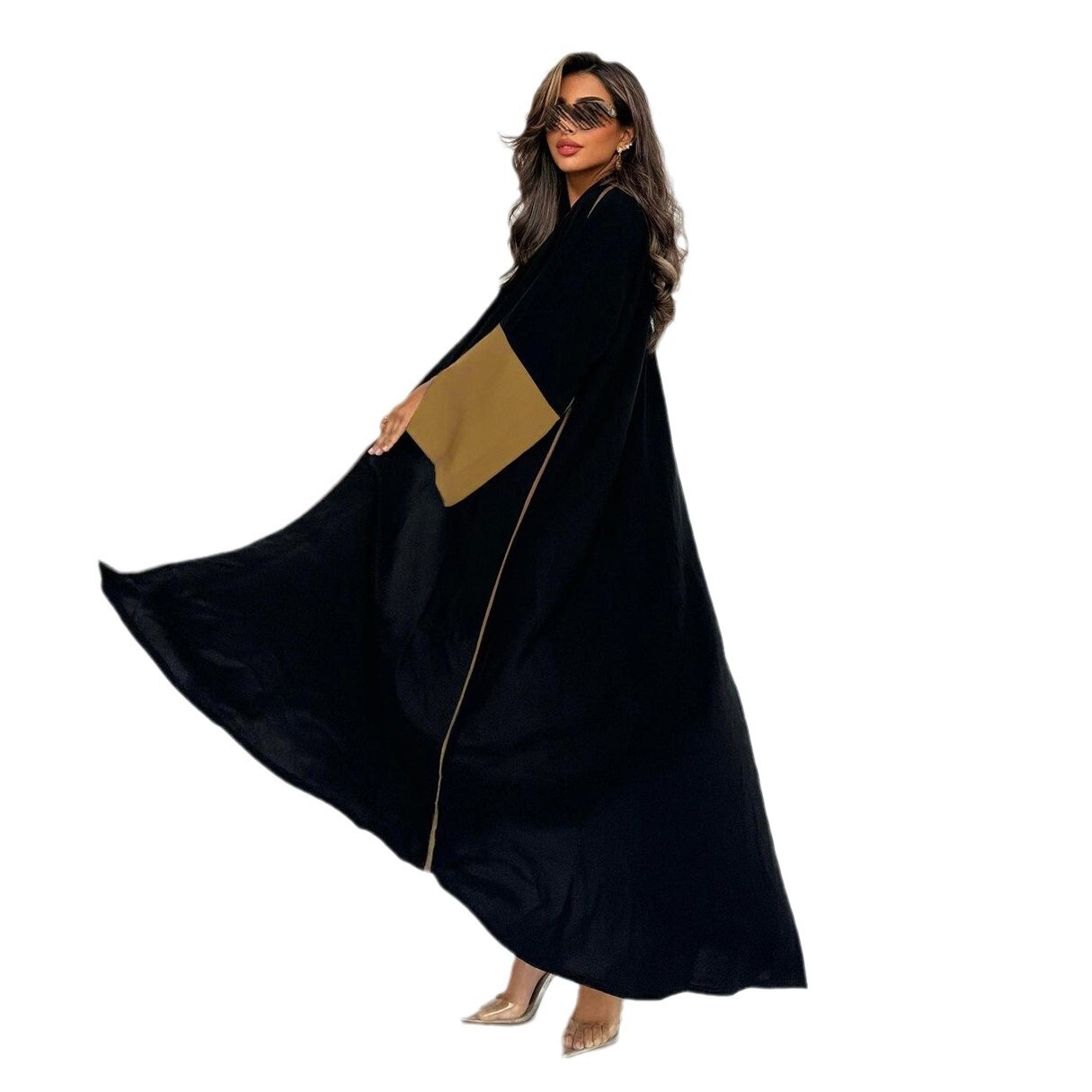 Cardigan Summer Dubai Elegant Long Skirt Fashion Splicing Big Sleeves Abaya Abaya Maxi Dresses Islamic Clothing