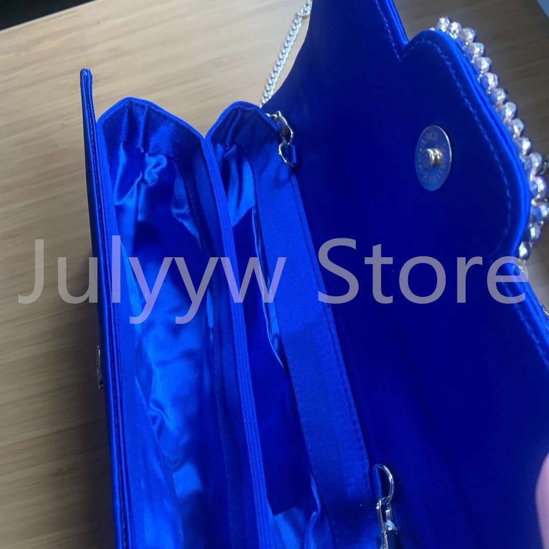 Royal Blue Handbag Rhie Pochette Femme Clutch For Women 2024 Flap Evening Party Bags Purse Clutches With Chain