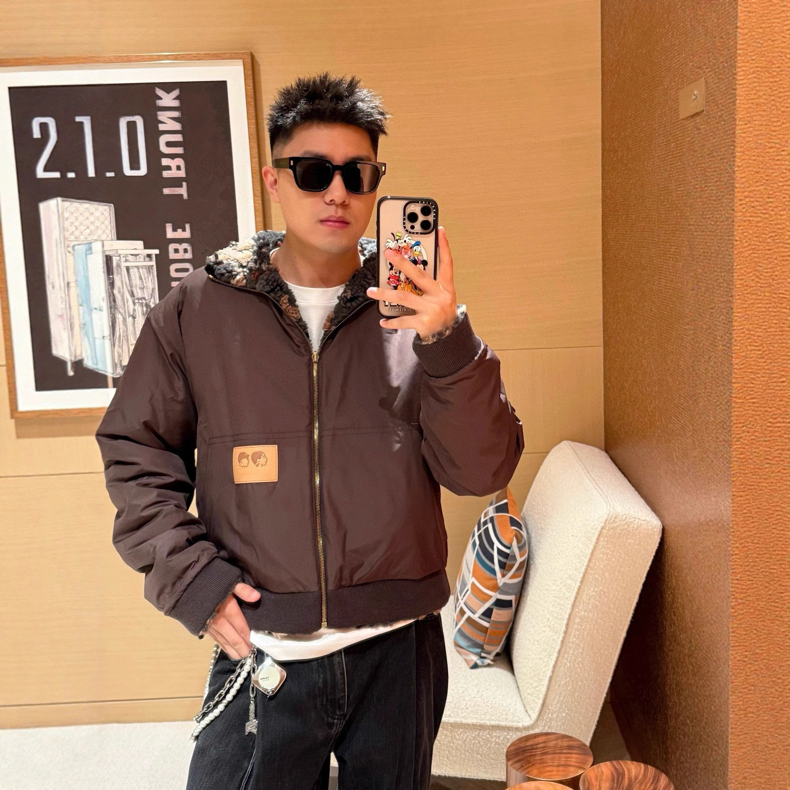 Designer's new autumn and winter American fashion brand lamb plush double-sided pilot jacket men's loose jacket