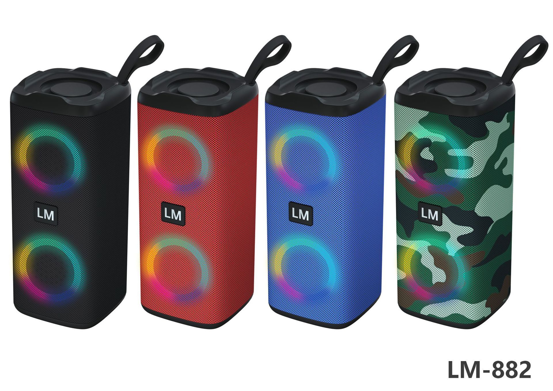 LM-882 fabric wireless Bluetooth speaker dual speaker LED lights surround high-power USB card