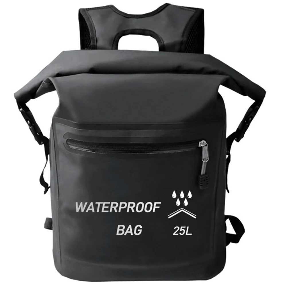 25L Waterproof Backpack Dry Backpack Large Capacity Rolltop Beach Bag PVC Swimming Backpack for Camping HikingC250407