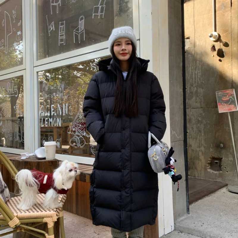 Winter -15Long Hooded Warm Down Jacket Women White Duck Down Warm Knee Length Jackets Female Warm Thick Loose Parker Outwears J251104