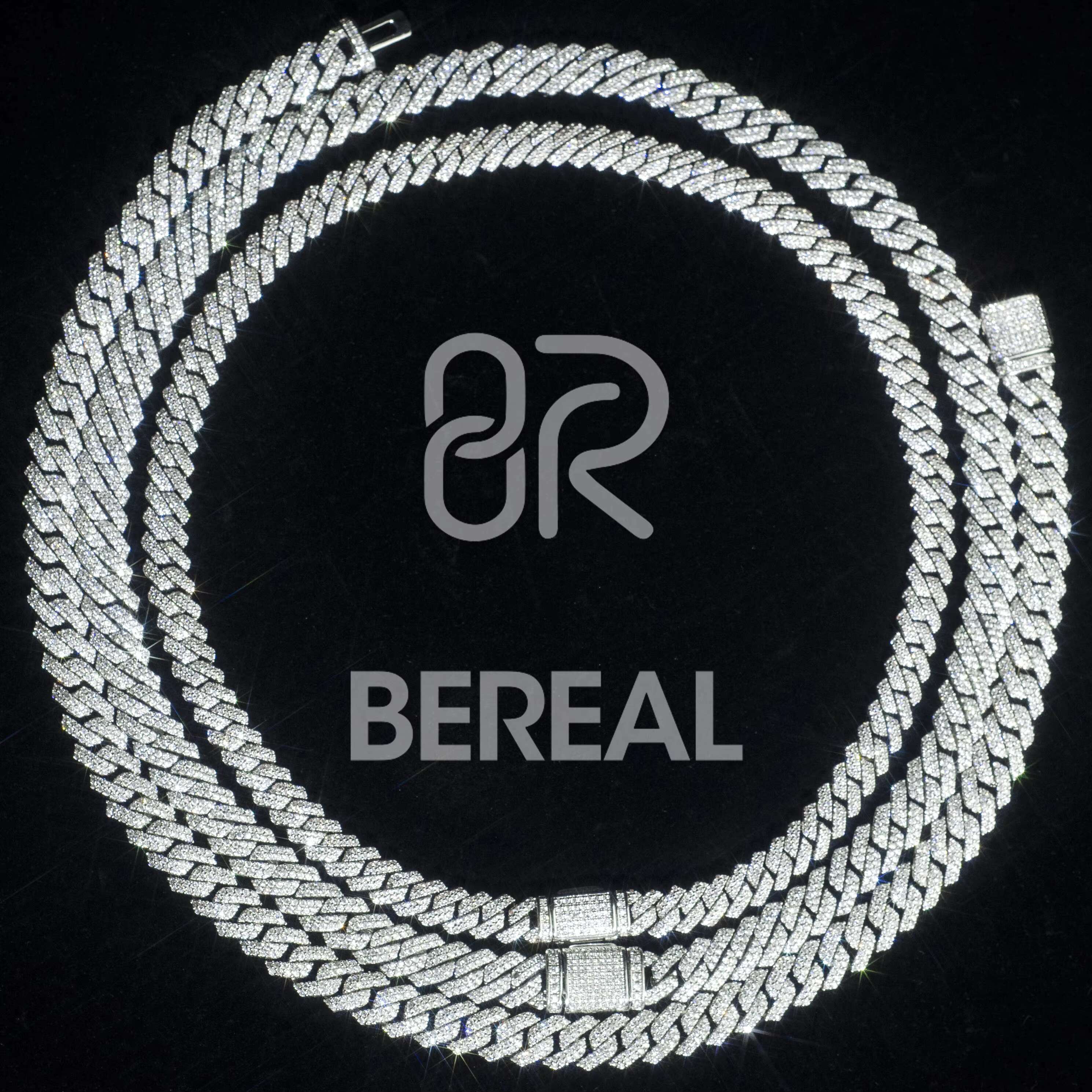 Custom Pass Diamond Tester Hip Hop 925 Iced Out Cuban Chain Necklace 8MM 10MM 12MM VVS Moissanite Cuban Link Chain Necklace