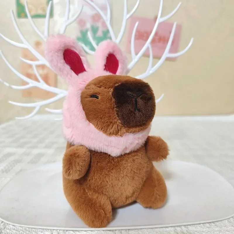 120PCS Cute Guitar Capybara Plush Toy Cartoon Guinea Pig Pendant Stuffed Doll Backpack Keychain Bag Car Key Ring Decor Kid GiftW251103