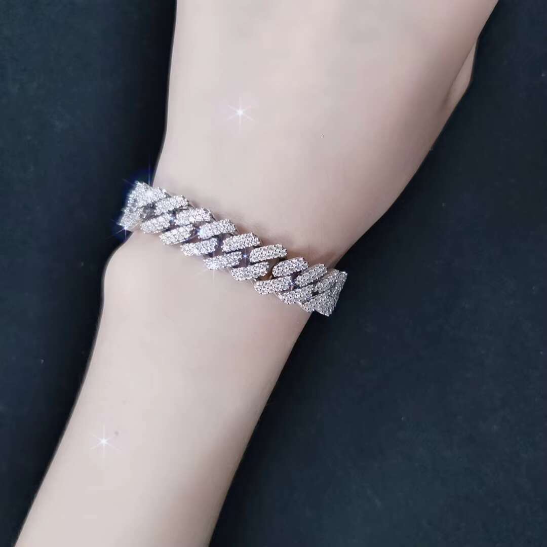 Zuanfa Women Mens Hip Hop 925 Sterling Silver Moissanite Iced Out Bracelet