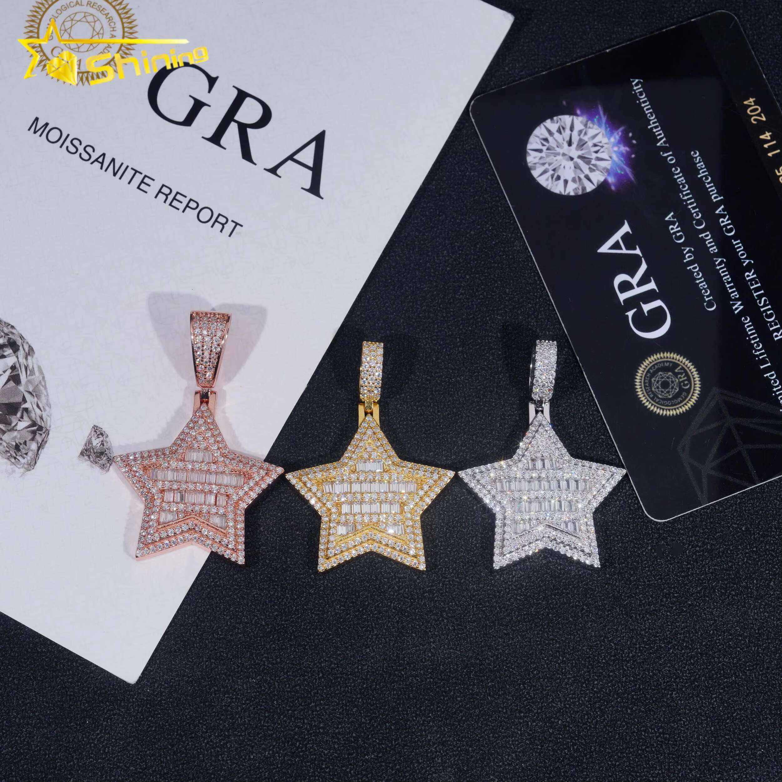 Ready to Ship Star Pendant 925 Sterling Silver VVS Moissanite Pendant Iced Out Diamond Pendant Fine Jewelry