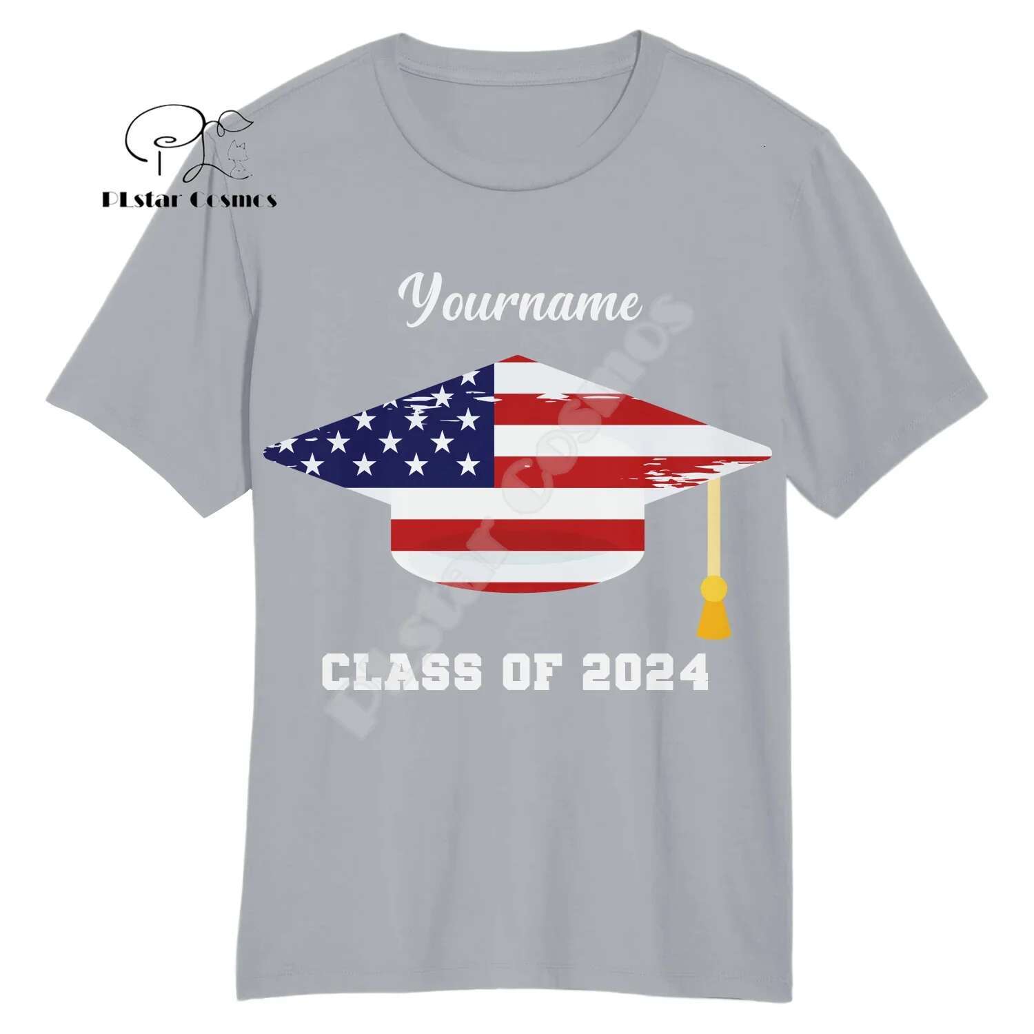 Custom Name Customization Photo Student Graduation Ceremony Shirts Retro 3DPrint Haruku Summer Casual Short Sleeves T-Shirts L