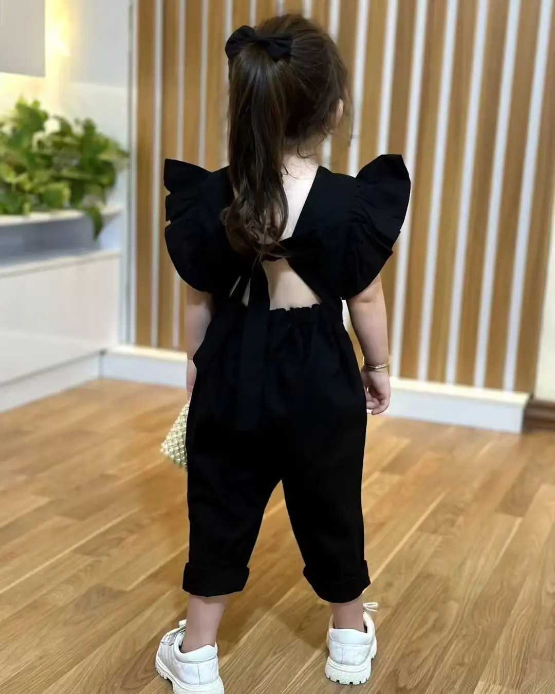 Summer Kid Girls Jumpsuit With Ruffle Sleeves For Outdoor Children Clothes Girls Outfits For 2 3 4 5 6 7 8 Years Old J250403